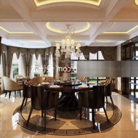 European Villa Luxury Dinning Room Interior 3d model