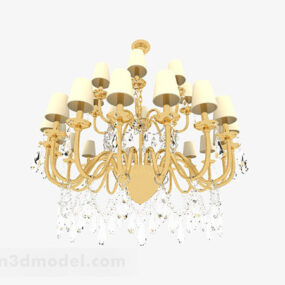 European warm yellow chandeliers 3d model