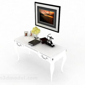 यूरोपीय व्हाइट डेस्क फर्नीचर 3डी मॉडल