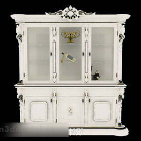 White Display Cabinet European Furniture 3d model