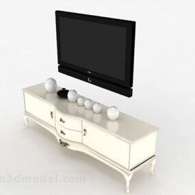 Model 3d lemari TV kayu putih Eropa