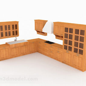 European Wood Color L Shaped Cabinet 3d model