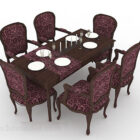 European Wooden Purple Dining Table And Chair