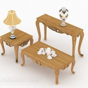 European Wooden Tea Table 3d model