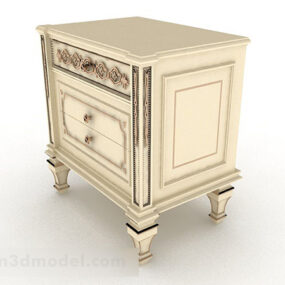 European Wooden Yellow Bedside Table 3d model