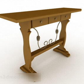 European Yellow Brown Desk 3d model