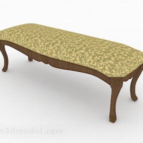 Yellow Pattern Sofa Bench Design 3d model