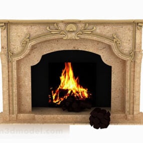 European Yellow Stone Fireplace 3d model