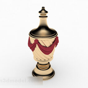 Modelo 3D de decoração em forma de pote de metal exótico