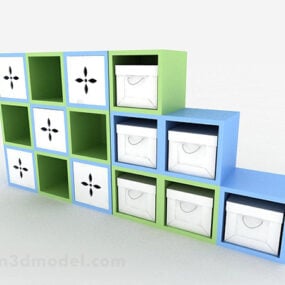 Fashion Blue And Green Storage Cabinet 3d model