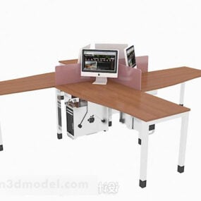 Fyra personers skrivbord 3d-modell