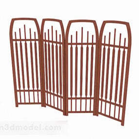 Four Sides Wooden Screen 3d model