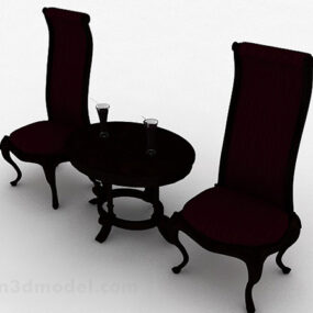 Fuchsia European Wooden Chair 3d model
