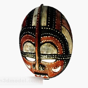 Divertida máscara de madera colorida decoración modelo 3d