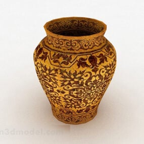 姜图案陶器花瓶3d模型