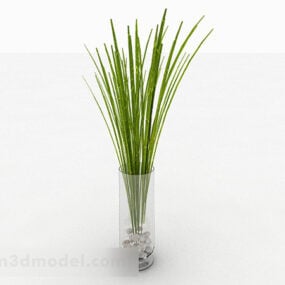 Glass Vase Grass Decor 3d model