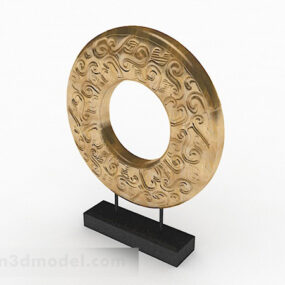Zlatý gravírovací disk domácí dekorace 3D model