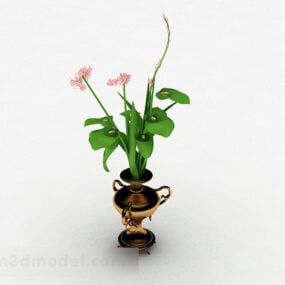 گلدان فلزی طلایی مدل سه بعدی