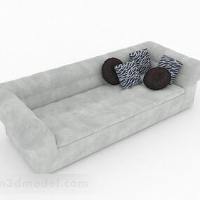 Gray Fabric Casual Two Seats Sofa 3d model