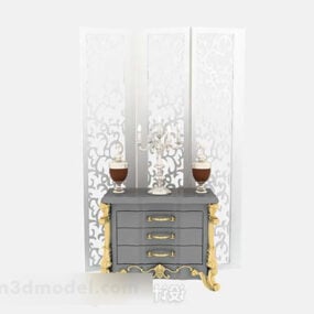 Gray Decorative Partition Cabinet Furniture 3d model