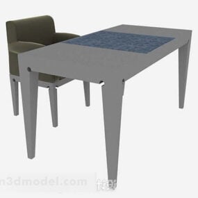 כיסא שולחן אפור דגם תלת מימד