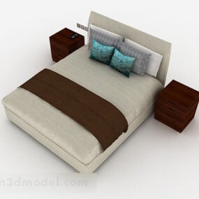 أثاث سرير مزدوج رمادي نموذج ثلاثي الأبعاد