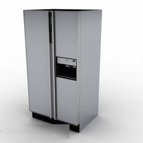 Gray Double Door Refrigerator 3d model