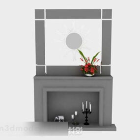 Gray Color Fireplace 3d model
