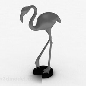 Model 3d Dekorasi Patung Flamingo Abu-abu