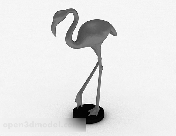 Dekorasi Pahatan Abu-abu Flamingo