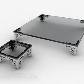 Mô hình 3d kết hợp bàn cà phê kính màu xám
