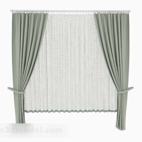 Gray-green Minimalist Curtains 3d model