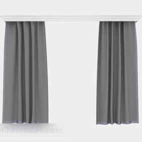 Gray Fabric Modern Home Curtains 3d model