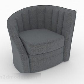 3д модель домашнего односпального кресла из серой ткани