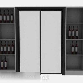 Modelo 3d de refrigerador de vinho doméstico cinza