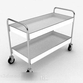 Gray Metal Food Delivery Cart 3d model