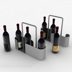 Gray Metal Wine Basket 3d model