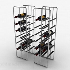 Szary metalowy stojak na wino Model 3D