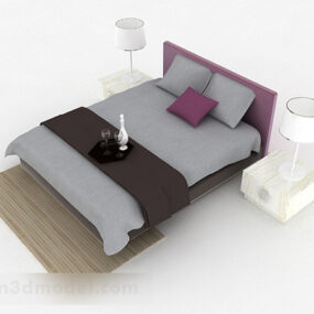 Gray Minimalist Double Bed 3d model