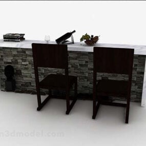 Grå Minimalistisk Bar Counter 3d-model