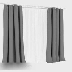 グレーのミニマルなカーテン家具3Dモデル