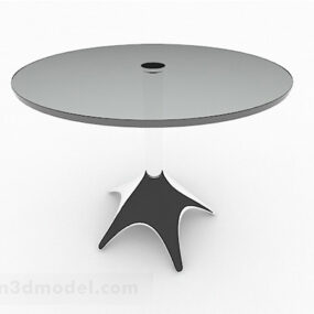 Gray Round Dining Table Furniture 3d model