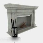グレーのシンプルな暖炉 3Dモデル