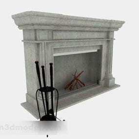 Art Fireplace Antique Wooden Style 3d model