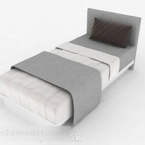 グレーのシンプルなシングルベッドの組み合わせ3Dモデル