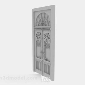 3д модель серой деревянной резной двери