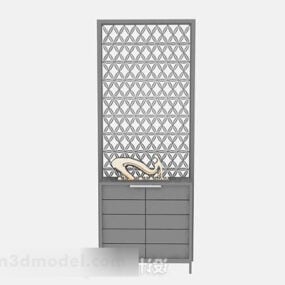 خزانة مدخل خشبية رمادية موديل 3D