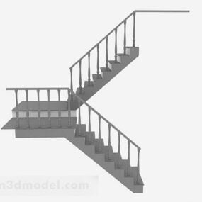 Gray Wooden Stairs Decor 3d model