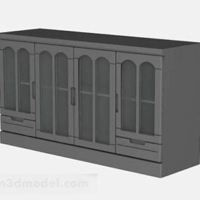 نموذج خزانة خشبية رمادية ثلاثية الأبعاد
