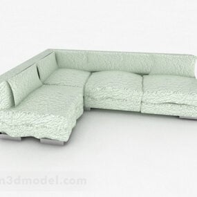 Mẫu 3d thiết kế góc sofa nhiều chỗ ngồi màu xanh lá cây